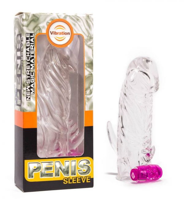 Penis Sleeve With Vibration Clear Extendere Si Prelungitoare Penis