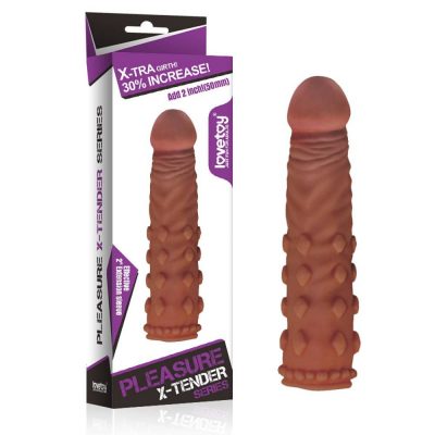 Pleasure X-Tender Penis Sleeve Brown 5 Extendere Si Prelungitoare Penis