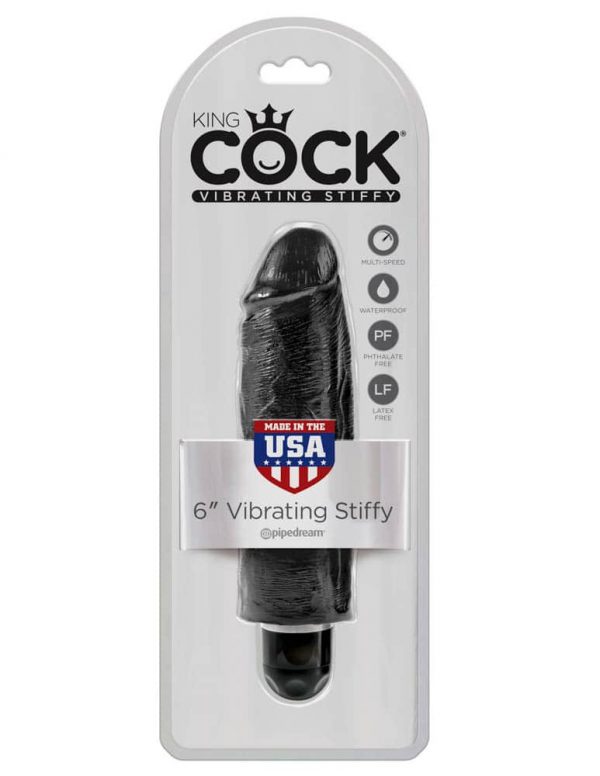 King Cock 6 inch Vibrating Stiffy Black - Vibrator Rezistent La Apa
