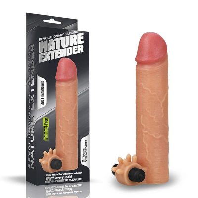 Add 2" Vibrating Silicone Extender Flesh