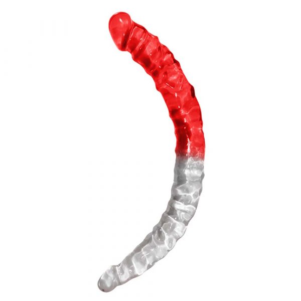 Dildo Realist Cu Doua Capete Two Tone Dual Color Double Dong Red-Clear