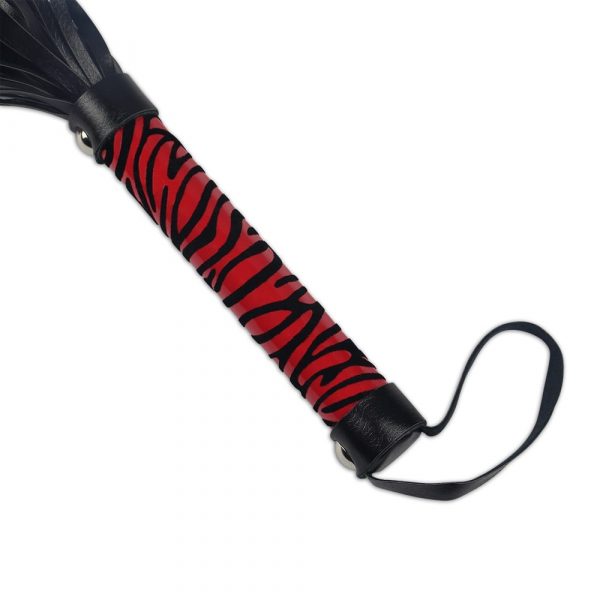 Whip Me Baby Leather Whip Black/Red - Biciuri Si Palete
