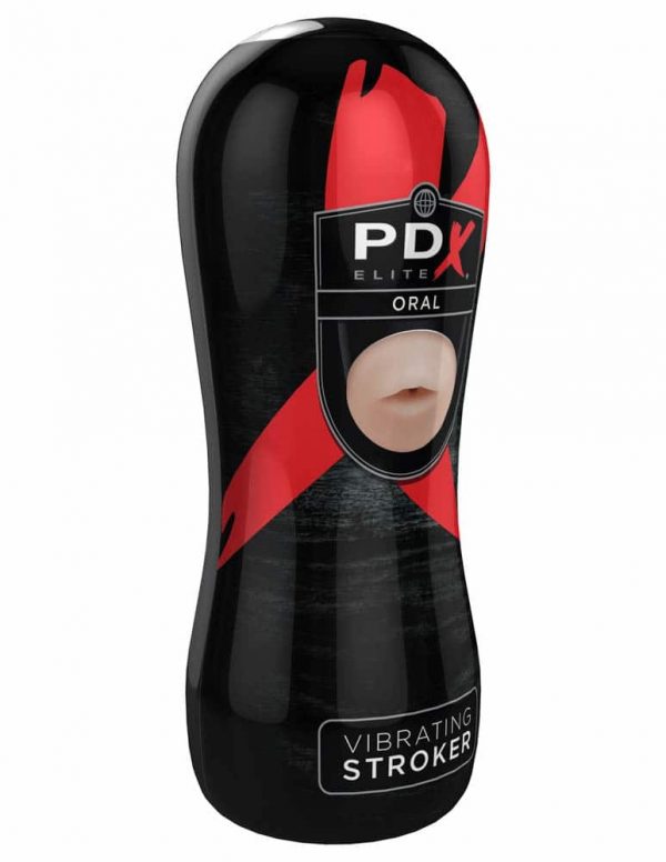 PDX Elite Vibrating Oral Stroker - Flesh/Black Model