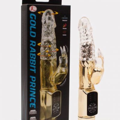 Gold Rabbit Prince Vibrating & Rotating Penis Gold Clear Model