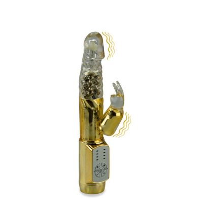 Gold Rabbit Prince Vibrating & Rotating Penis Gold Clear Vibrator Rezistent La Apă Culoare Auriu